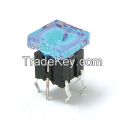 7.5x7.5mm sqaure illuminated tactile switches, LED tact switches