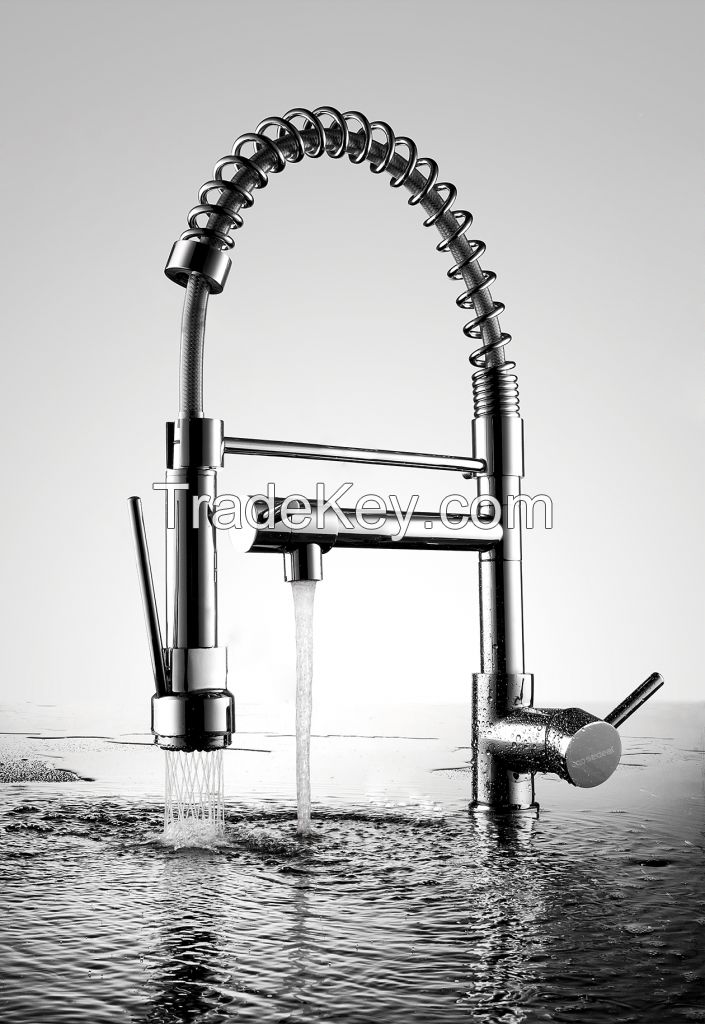 high quality brass spring pull down kitchen faucet