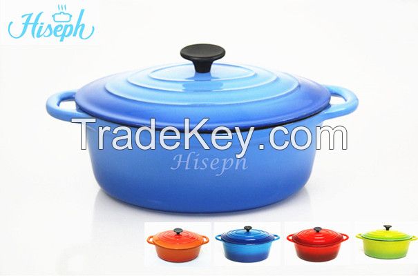 Cast iron oval casserole with enamel surface