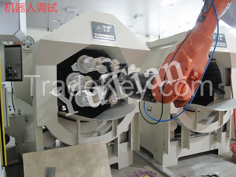 drum sander with robot for investment casting line