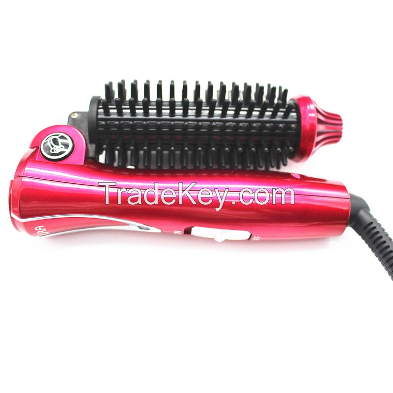 Electric Round Heated Brush Ceramic Ionic Curler Straightening Foldable Lightweight Hair Curling Wand Hot