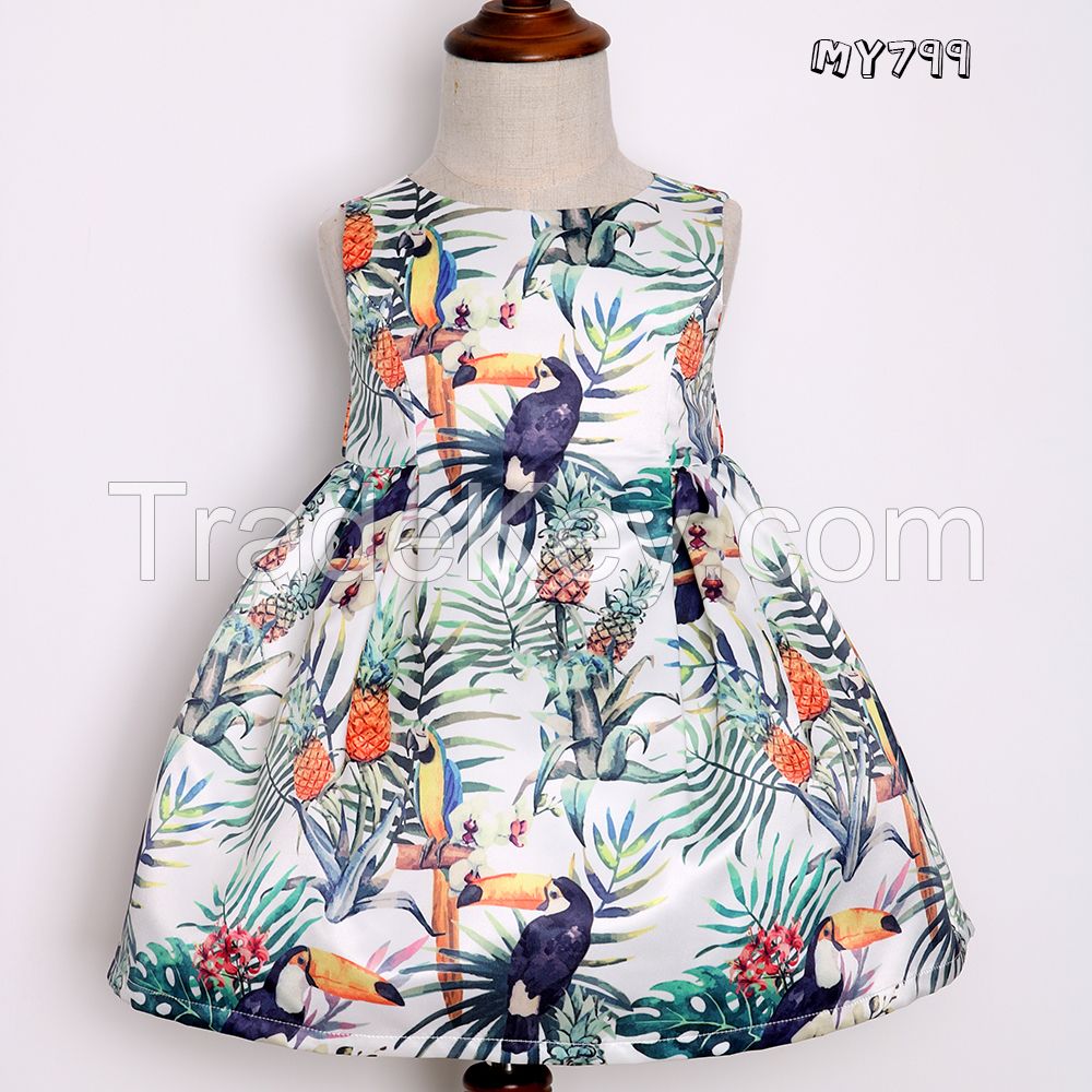 Latest sleeveless kid floral dress normal frock designs