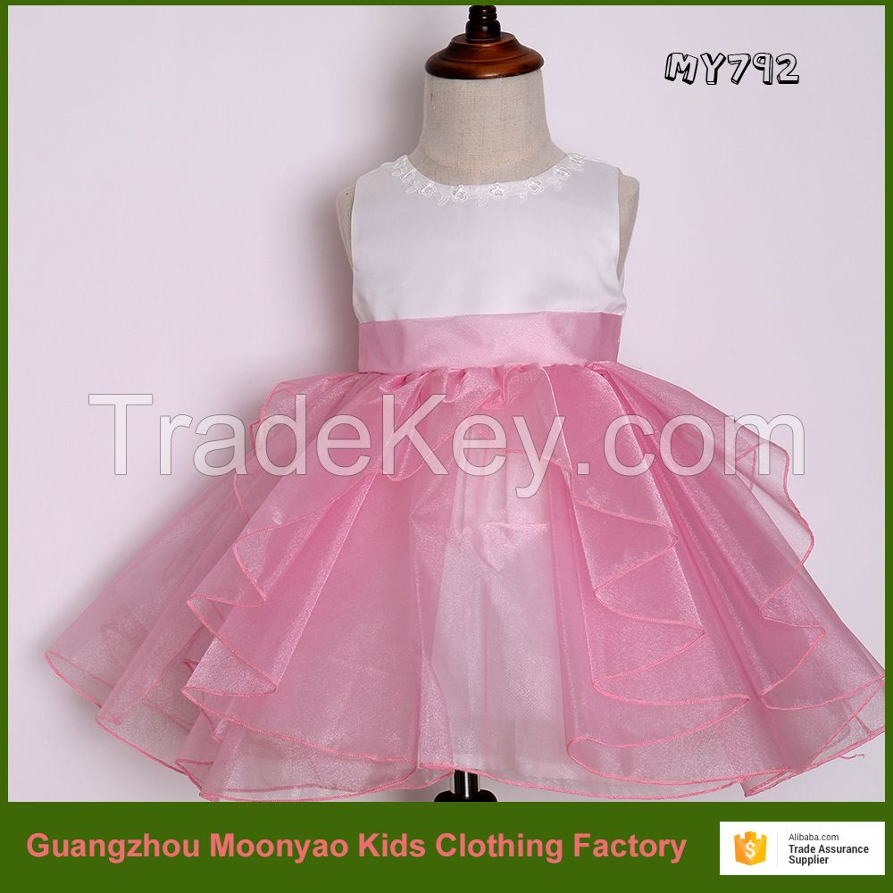 Fashion girls puffy dresses for kids fancy pink puffy tulle skirt