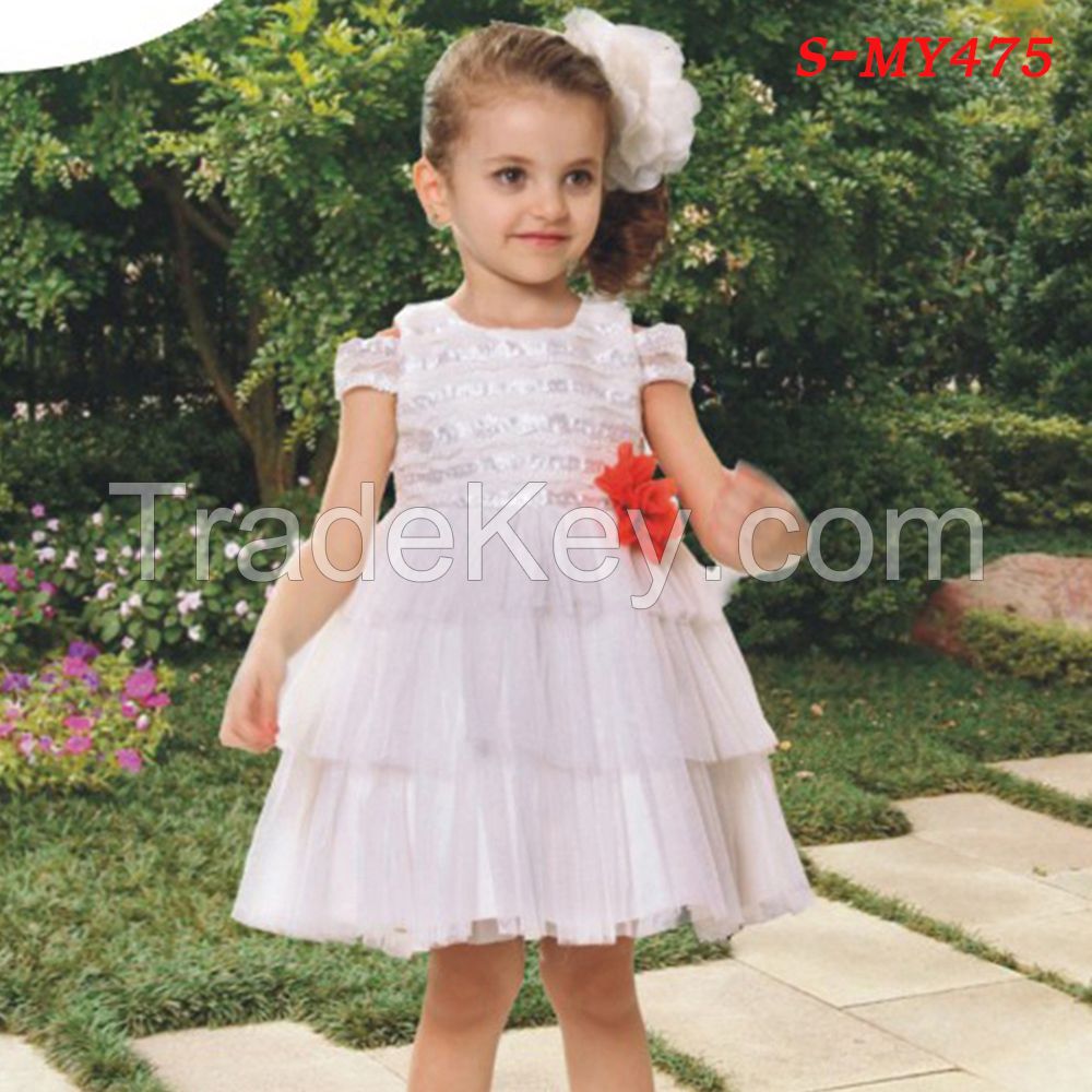 Spring style girls snow long white dress for formal party