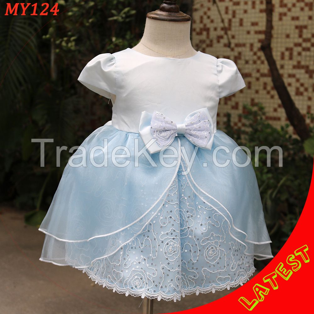Snow princess blue colour dress girls princess costume