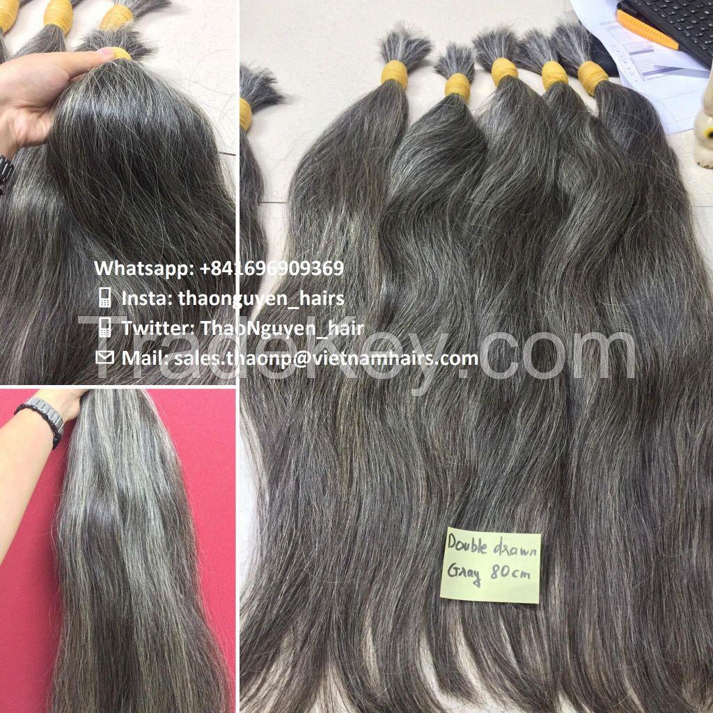 Gray human hair, Natural gray hair, Best quality - Wholesale price