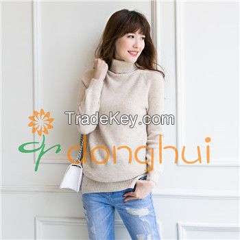 100% merino wool turtleneck cable-knit sweaters for women