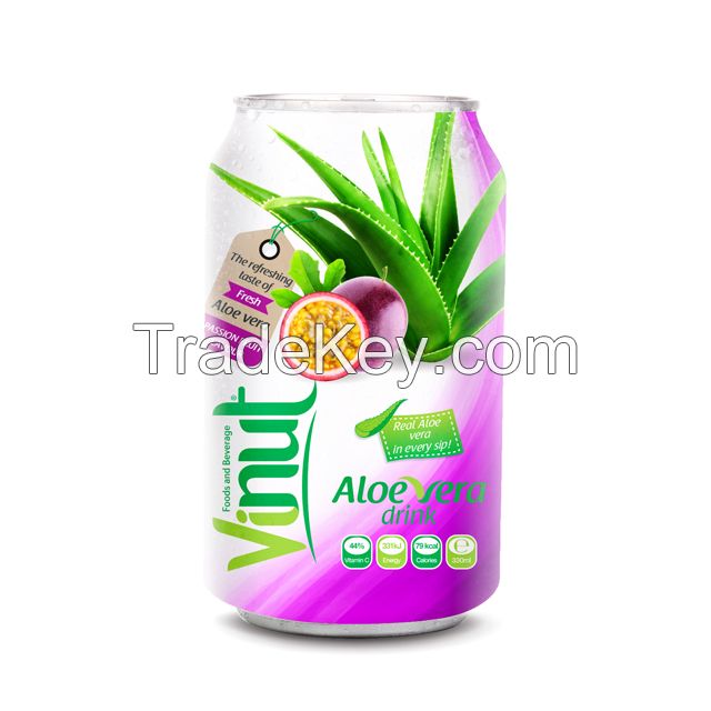 Cans Fresh Aloe vera drink with Passion fruit Juice 330ml (Pack of 24)
