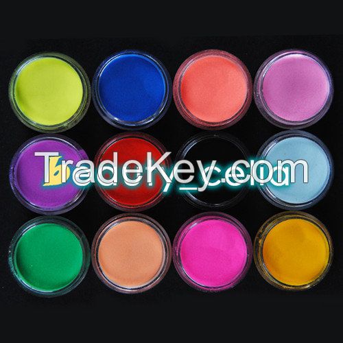 12 Mix Colors Acrylic Nail Art Tips UV Gel Powder Dust 3D DIY Decoration Set