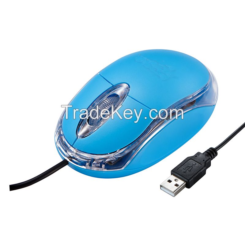Minnie USB Blue Wired Mouse for Laptop with LED Light