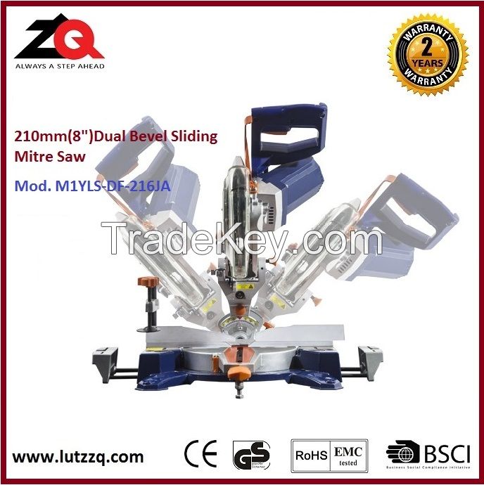 1450/1800W 210/250mm electric power dual bevel sliding mitre saw