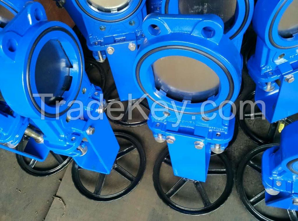 DIN ductile iron GGG40 GJS400-15 knife gate valve one piece body structure bi-directional PN10/16