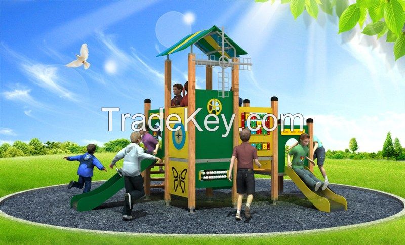 WD-BC206 Newly Design Pe Series Outdoor Playground Equipment, Double Slide