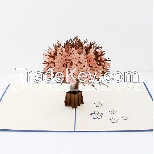 Cherry Blossom-3d card-pop up card-handmade card-greeting card-birthday card