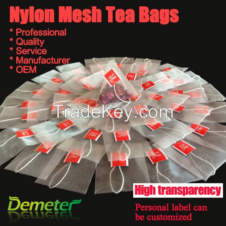empty nylon mesh tea bags pyramid