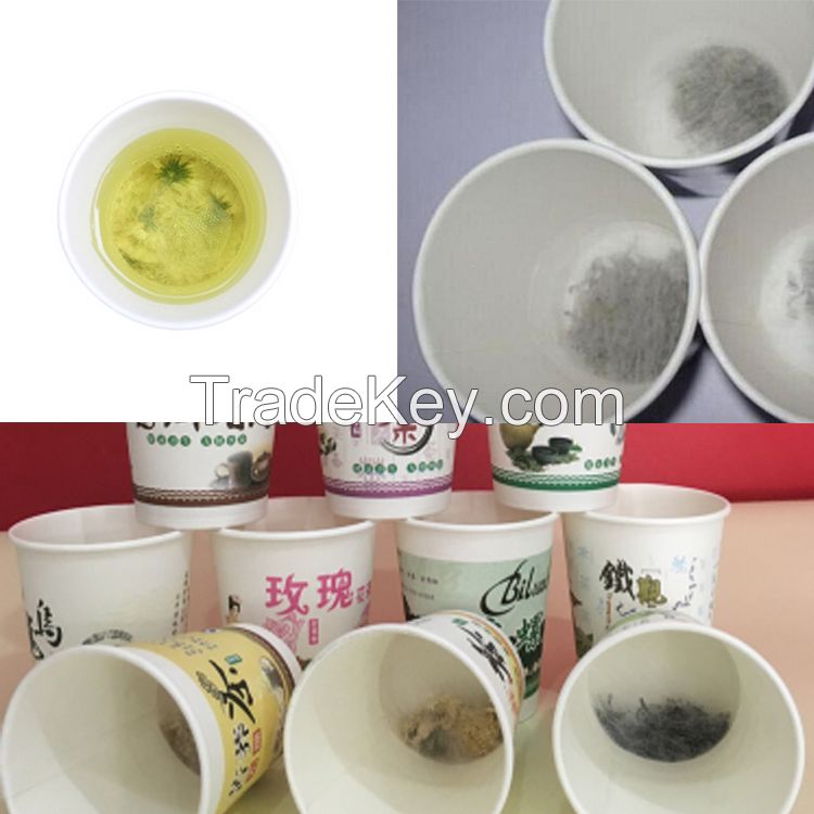 paper cup with tea making materials PLA corn fiber filter biodegradable