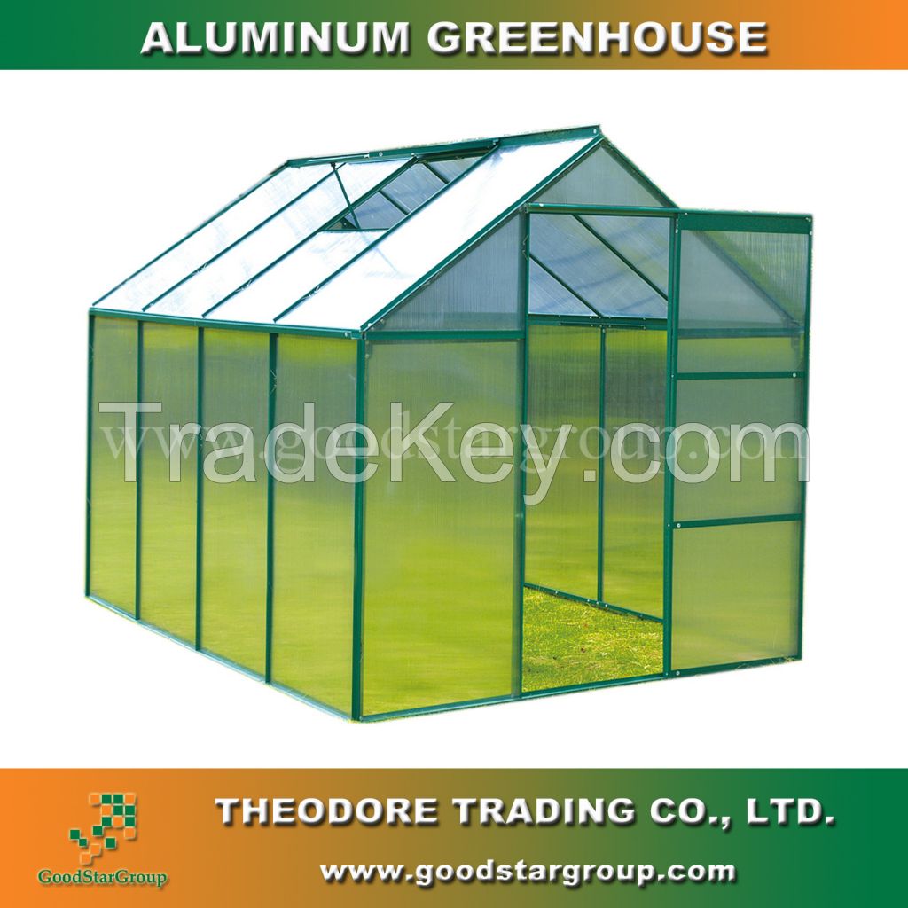Good Star Group Aluminum Greenhouse Green Color backyard outdoor hobby greenhouse kits outdoor portable building polycarbonate panels
