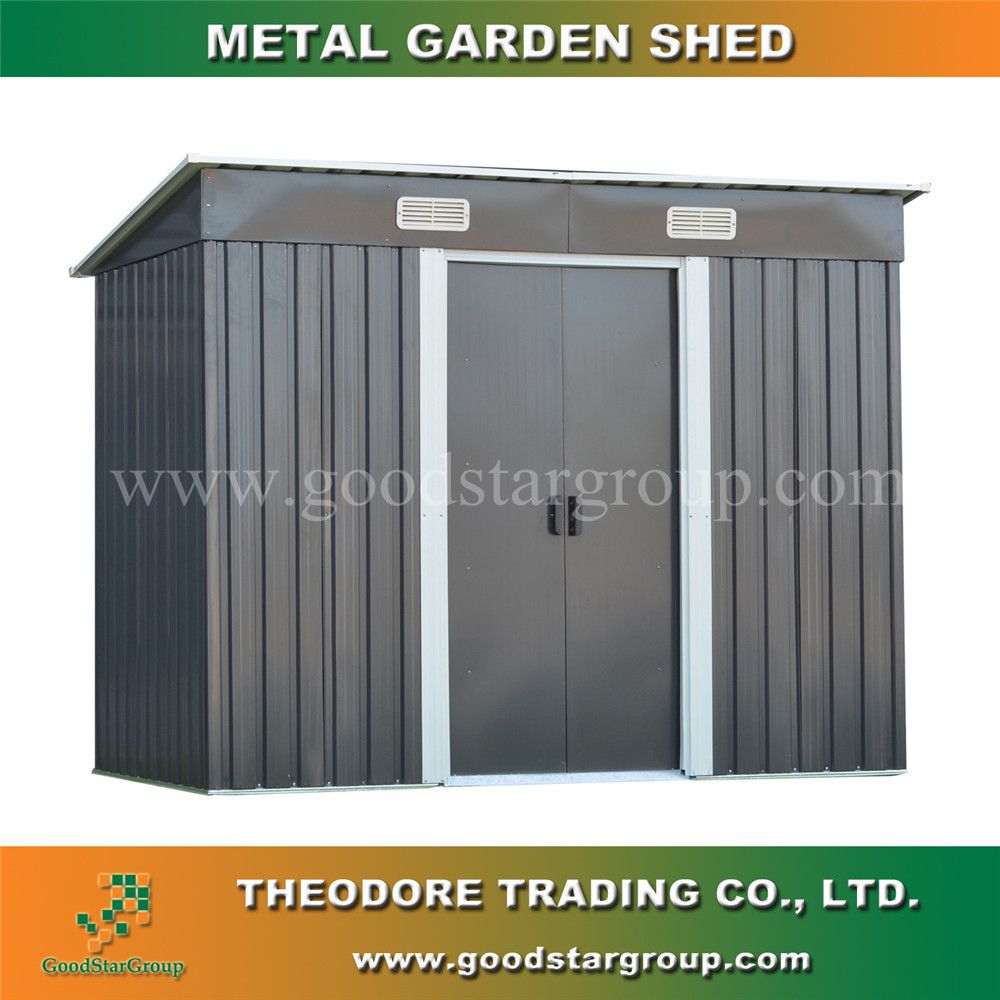 Good Star Group Metal Garden Shed Pent Roof 4x8 ft lean to shed backyard storage shed kits outdoor storage outdoor steel modular prefabricated building