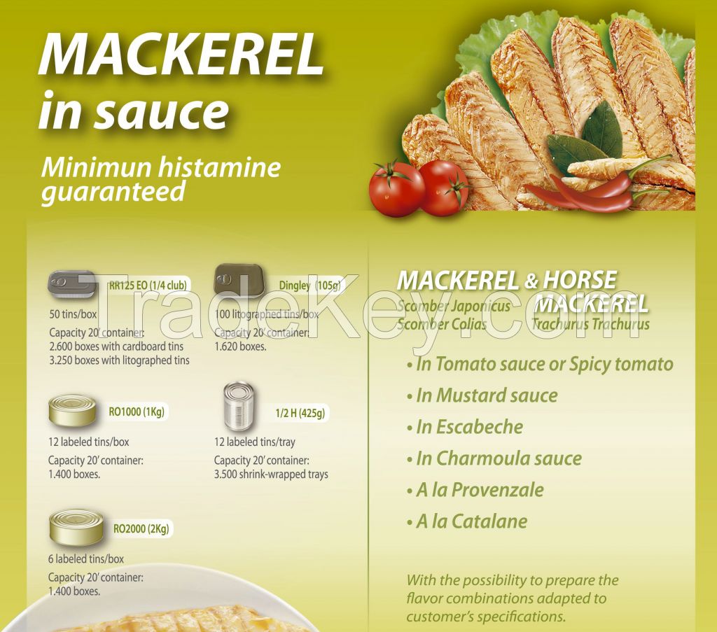 Mackerels in vegetable oil/tomato sauce