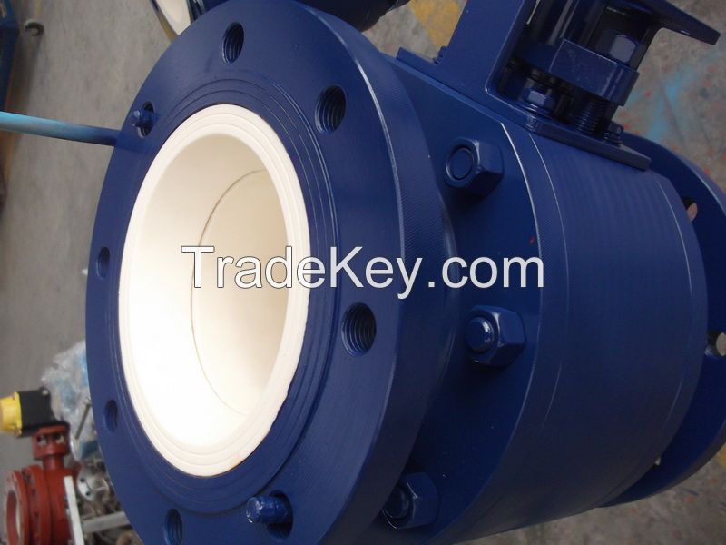 Ceraimic lined ball valve for abrasive applications