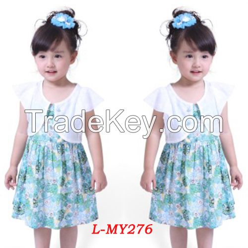 Latest casual dress designs little girls knee length party dresses with cape