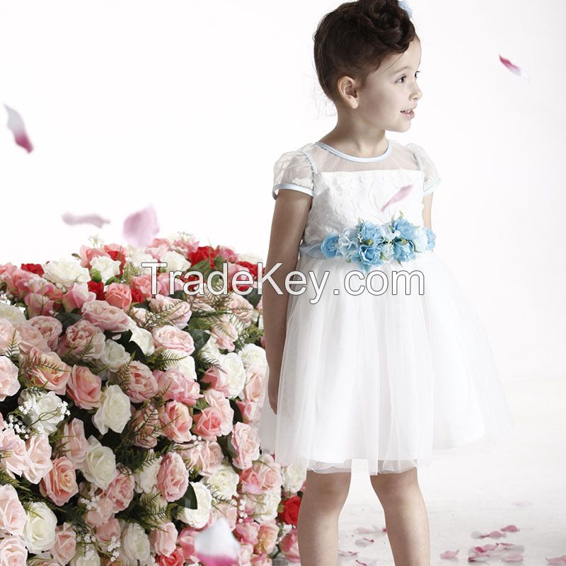 Elegant Flower Girl Wear Royal Blue Waistband Baby Girl Birthday Dresses MY068