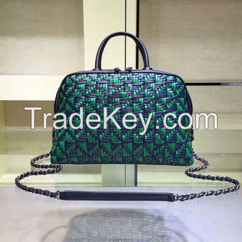 New designer fashion bowling leather woven bag