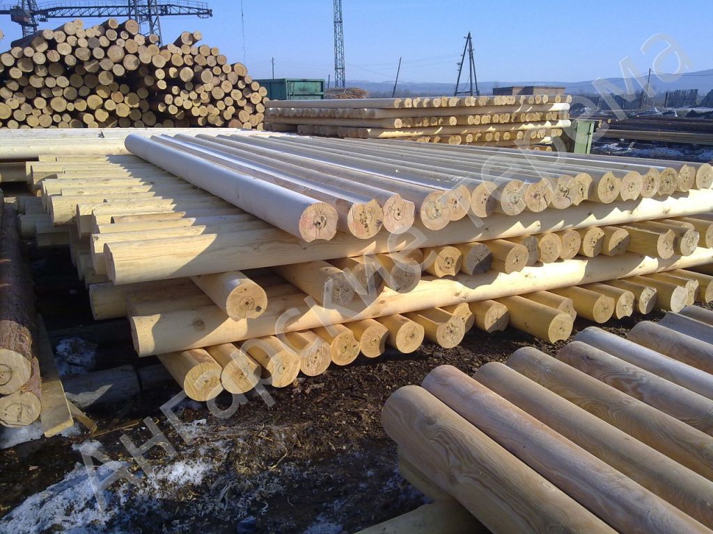 Machine rounded logs, directly from manufacturer in Krasnoyarsk state, Siberia, Russian Federation.