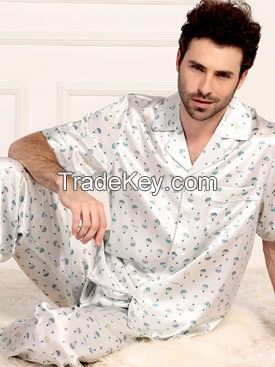 Printed Silk Pajamas for Men