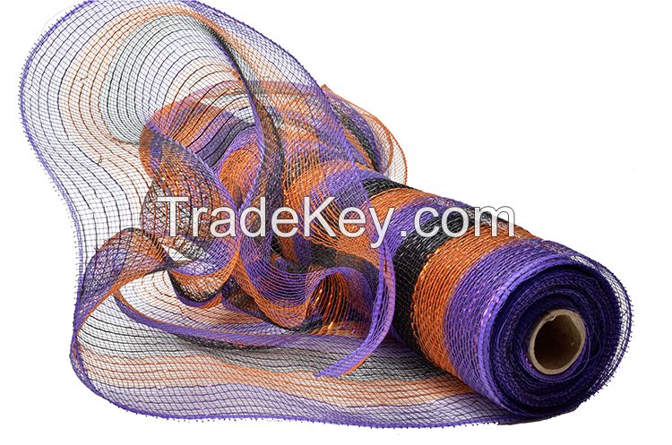 21x10y purple/orange/black stripe christmas decorative mesh