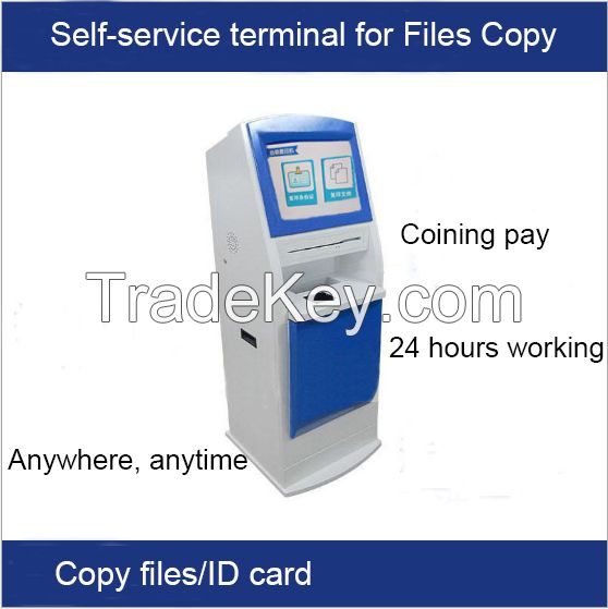 Self-service machine for copying/ printing files, self-help printing kiosk printer terminal