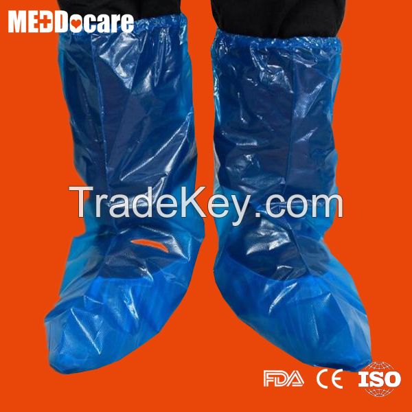 Waterproof walking rain boot covers transparent with elastic band around knees