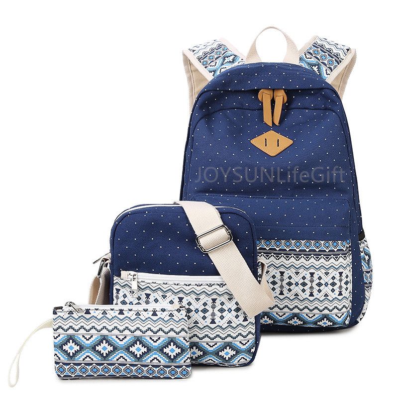 New Design  Personality Style Canvas Backpack Single Shoulder Bag  Wallet Bag 3 pieces Suit