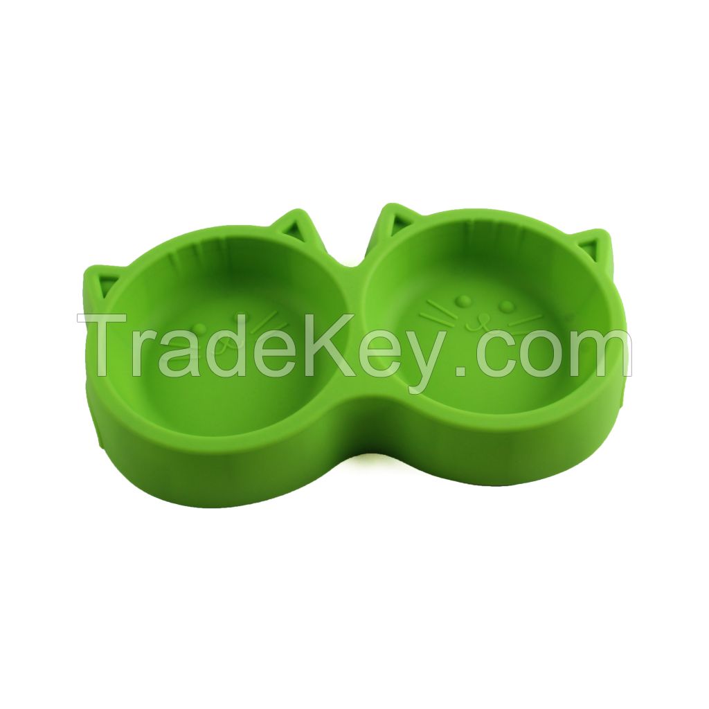 Silicone cat face dog bowl pet bowl light portable feeder