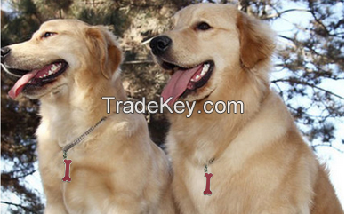 Bone shape Zinc Alloy dog tag with pattern dog accessory