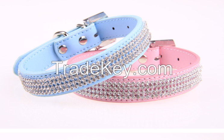 Durable PU leather dog collar belt type with adjustable buckle