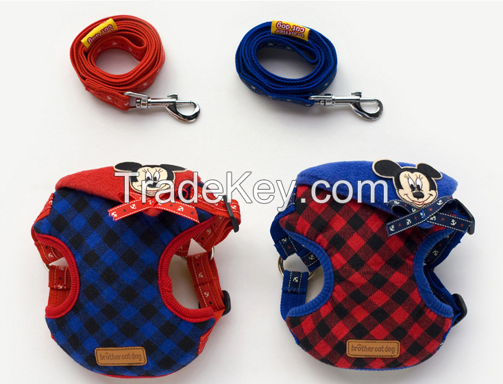 Nylon/cotton dog harness dog vest with leading rope dog leash