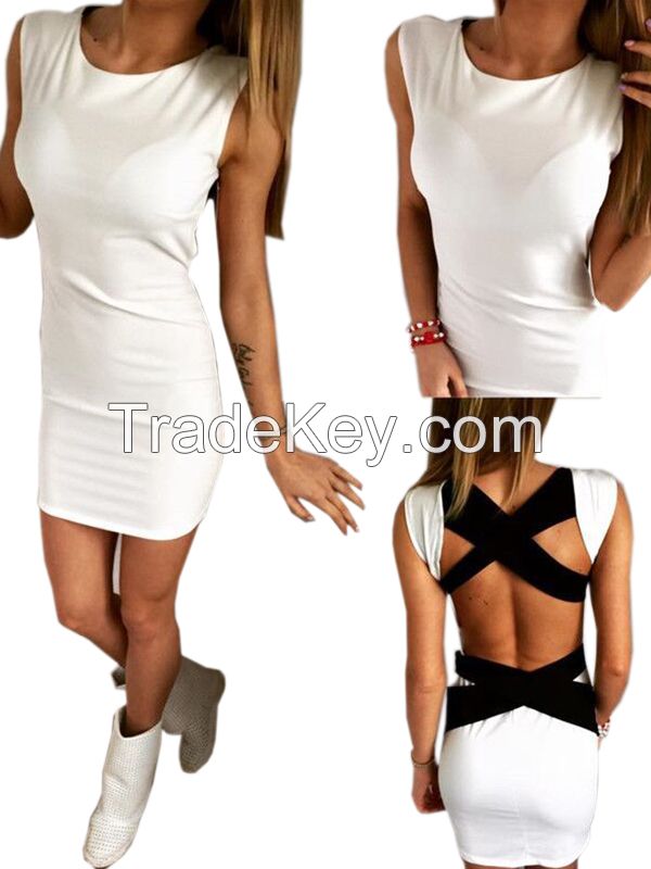 Sexy White Black Bandage Bodycon Dress