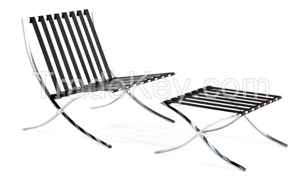 Popular Barcelona chairs and ottoman stainless steel frame, legs, or foot.