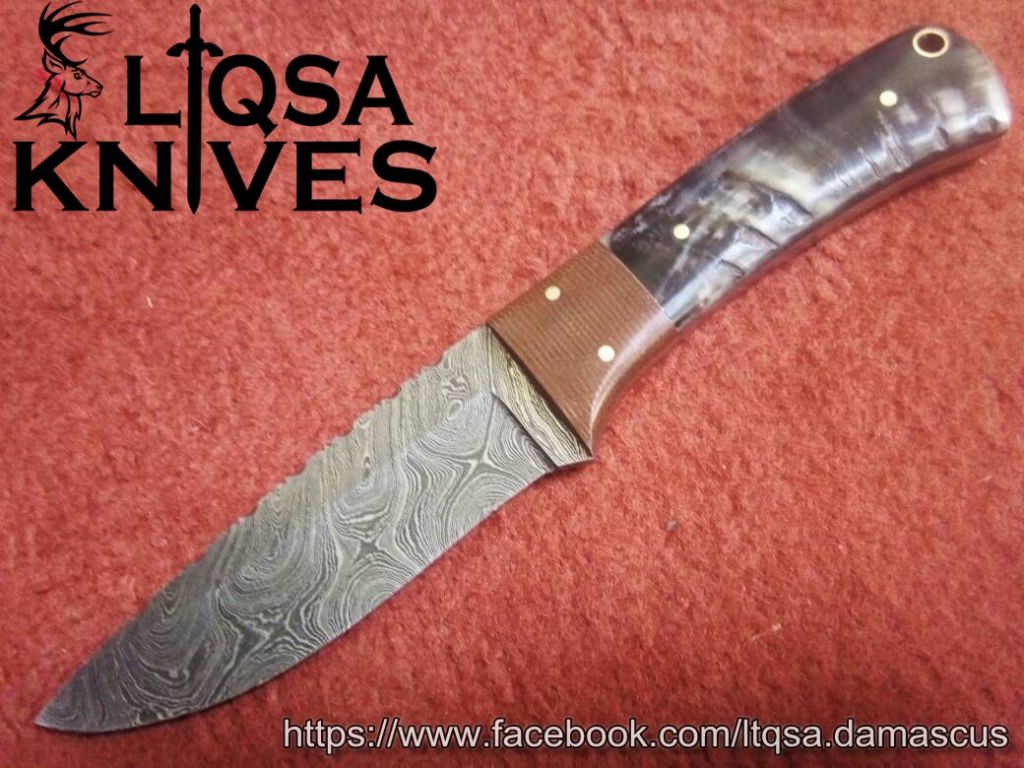 Custom made Damascus steel hunting knife