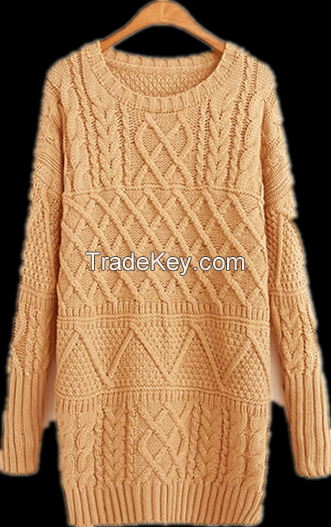 Ladies' 100% Cotton Knitted Fisherman(Cable) Pattern pullover