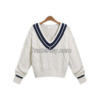 Ladies' 100% cotton fisherman Pattern Pullover