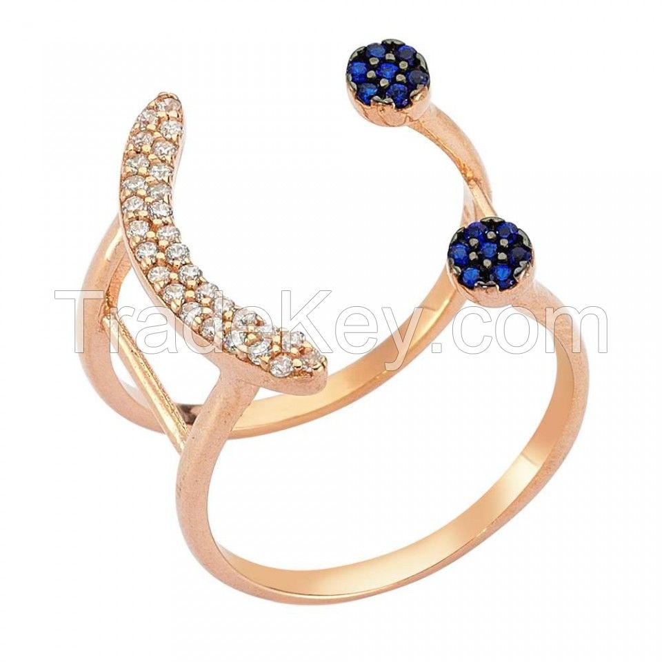 Micron Rose Gold Plated Silver 925 Simple Gemstone Ring
