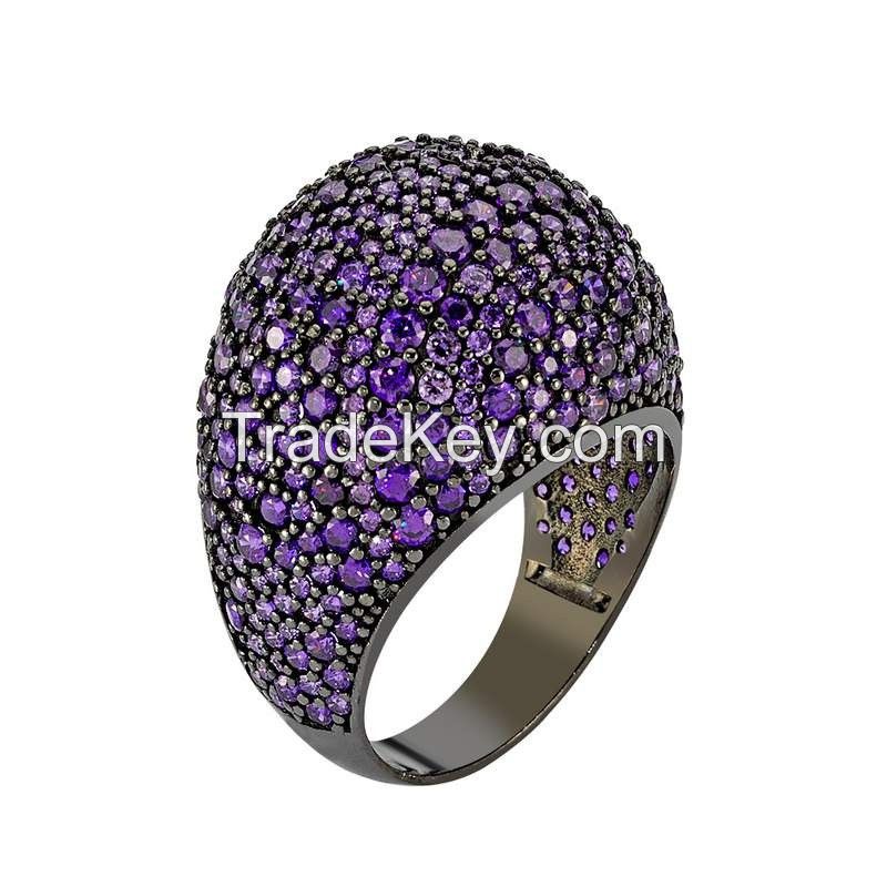 925 Sterling Oxidised Silver Jewelry  Amethyst Turkish Gemstone Rings