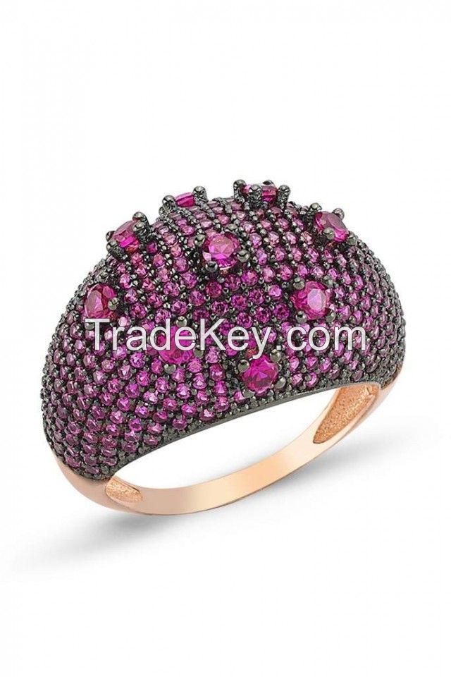 Rose Gold Plated Silver 925 Rubby Designer Jewelry Handmade Ring