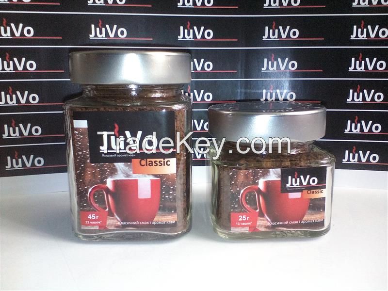 JuVo Classic coffee instant 45g glass jar (granulated), 15 pcs/cartons