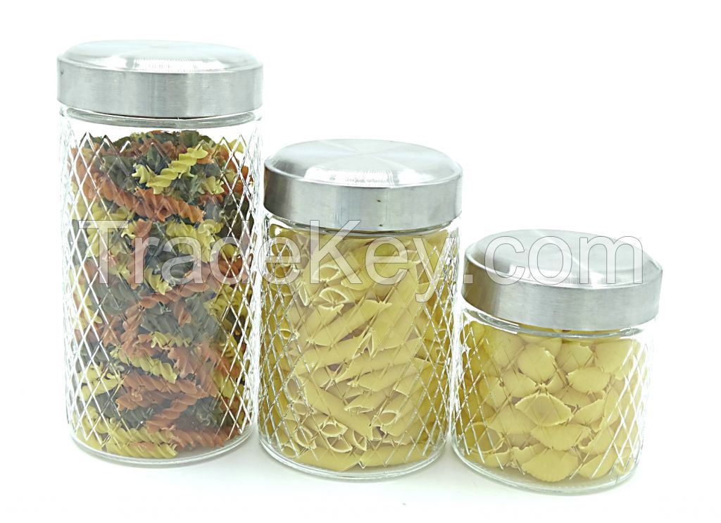850ml, 1200ml, 1800ml, 2200ml, Diamond Foodpresvering Glass Bottle Storage Jar