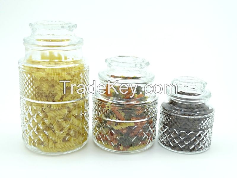 500ml, 850ml, 1100ml, 2200ml, round Glass Jar Diamond Pattern Glass Bottle