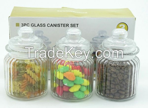 350ml ribbed coffee sugar Tea Storage Glass jar Canister