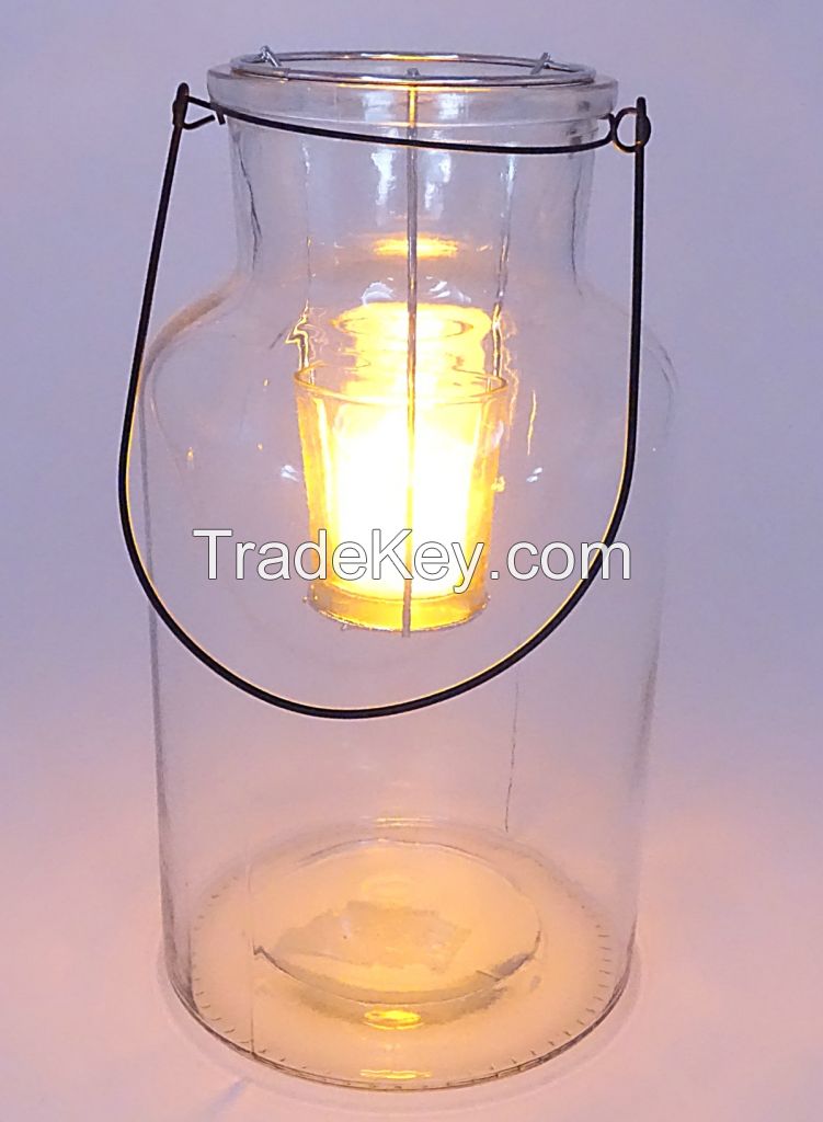 Hanging Vintage Tea Light Colored Glass Shabby Candle Holder